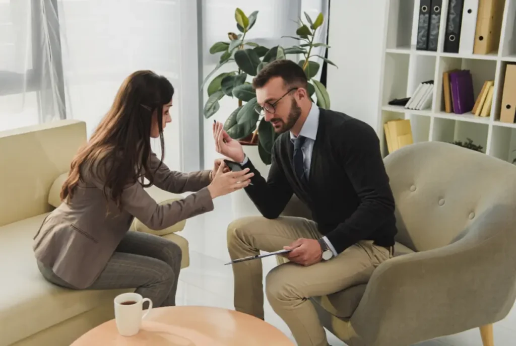Anger management therapy session helping improve emotional control and inner peace